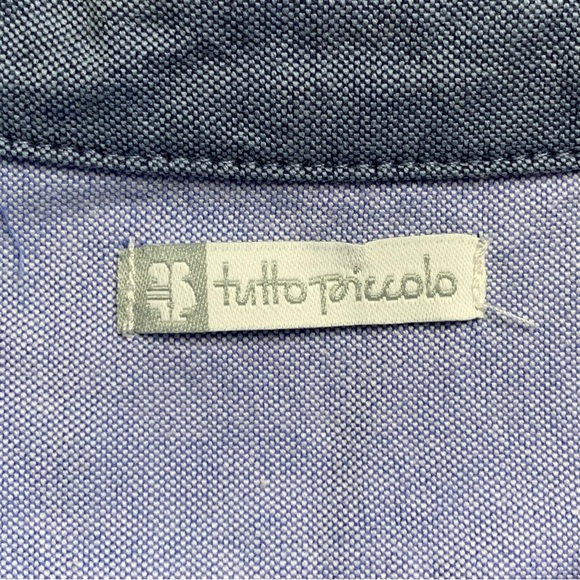 Tutto Piccolo Boy's Light Blue Red Button Down Shirt With Patches Size 12 - Picture 10 of 11